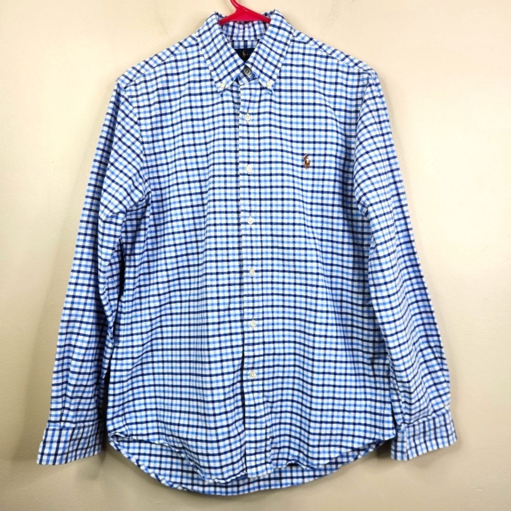Ralph Lauren Classic Fit Long Sleeve Gingham Print Cotton Button Down Shirt M